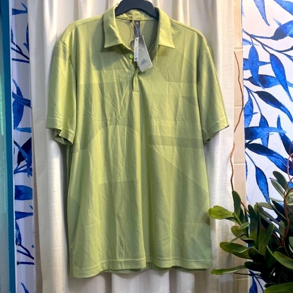 NWT Men’s Adidas Green Polyester & Spandex Golf Polo Size Large